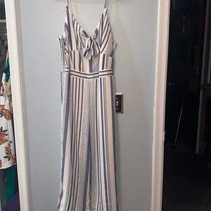 Striped pant suit romper